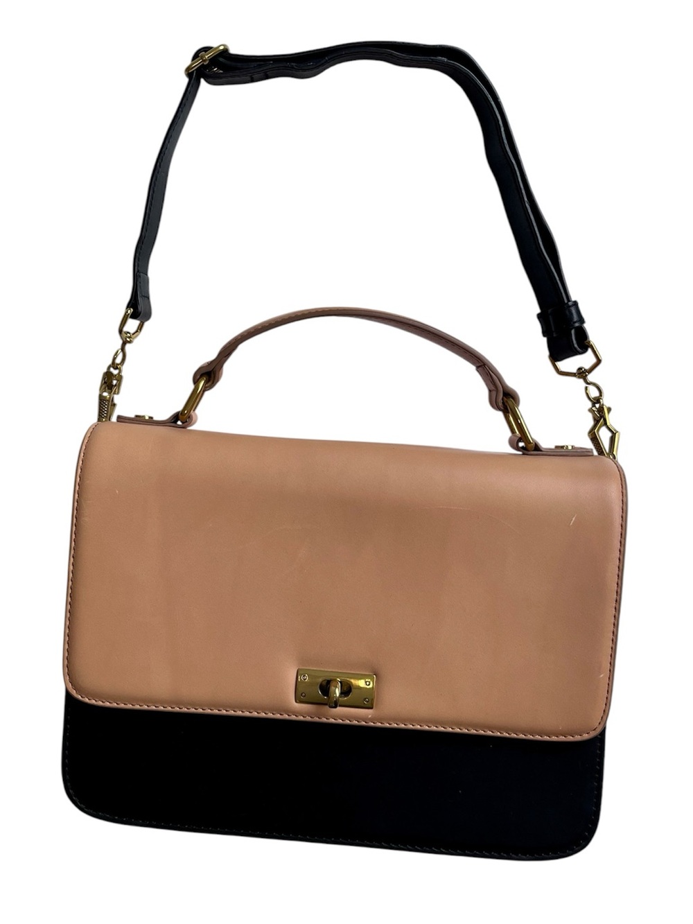J. Crew Edie Colour Block Camel and Black Leather Satchel
